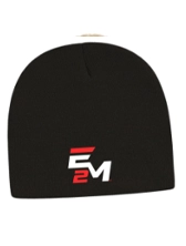 Knit Beanie– Black with Red and White Design